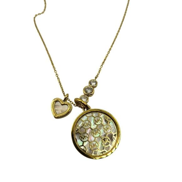 Michael Kors Mkj5641 791 Rose Gold MK Monogram Heart Crystal Pendant Necklace - Picture 1 of 4